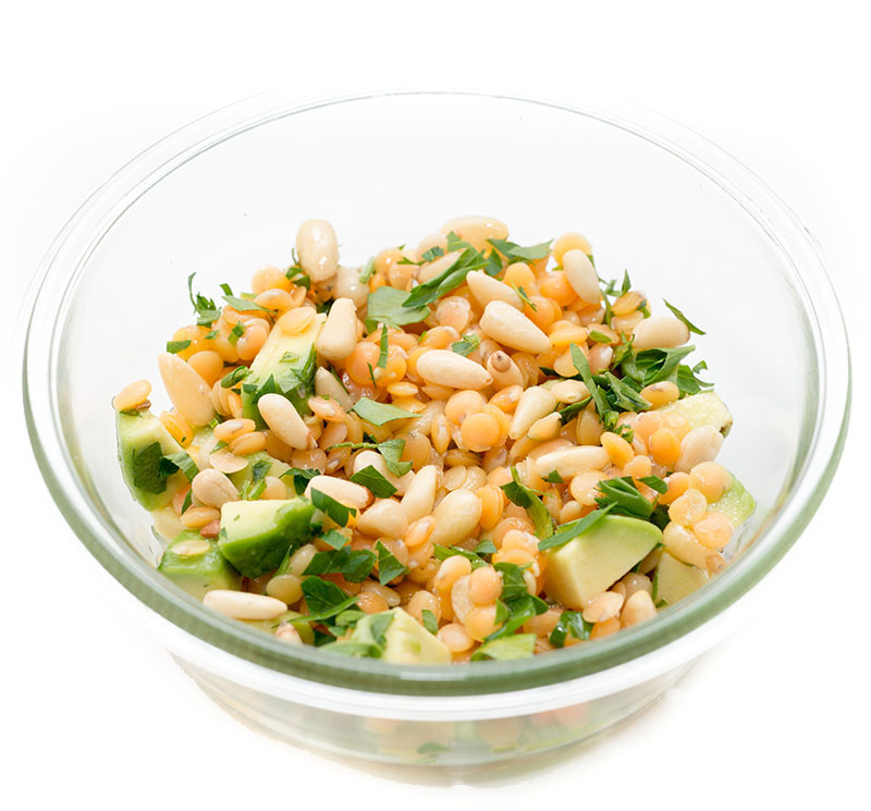 Linsensalat  vegetarische und vegane Proteine im Glas